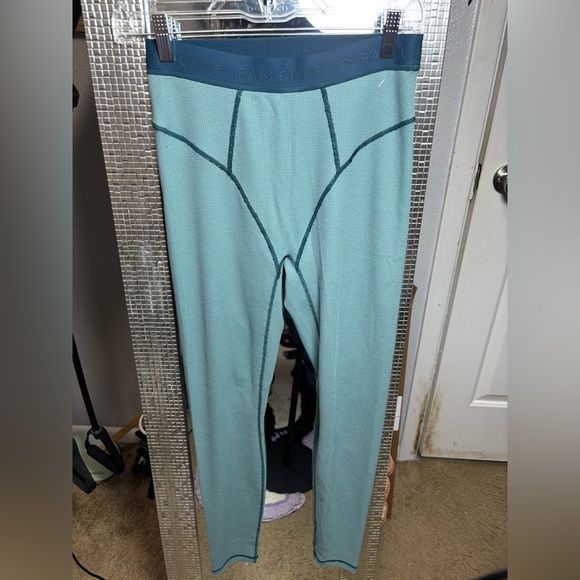Fabletics Women's Waffle Leggings in the color Arctic Wave/Midnight Wave. - Picture 9 of 10